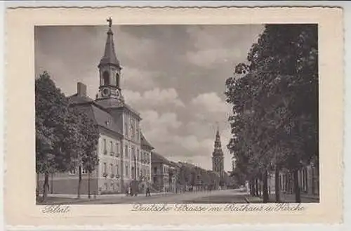 43975 Ak Tilsit Deutsche Straße mit Rathaus um 1915