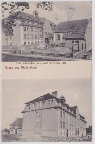 30428 Mehrbild Ak Gruß aus Stallupönen städt. Volksschule 1910