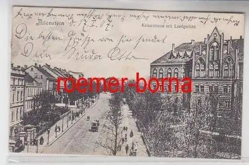 04102 Ak Allenstein Olsztyn in Ostpreussen Kaiserstraße mit Landgericht 1907