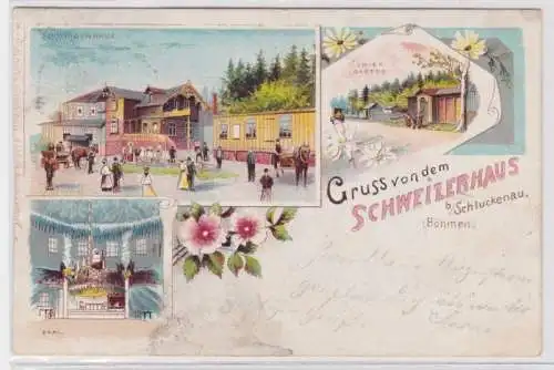 94405 Ak Lithographie Gruß von dem Schweizerhaus bei Schluckenau 1900