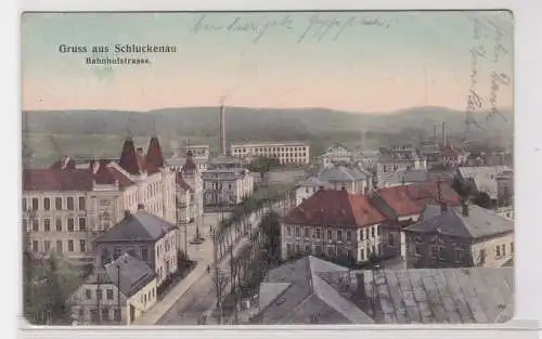 89032 Ak Gruß aus Schluckenau ?luknov Bahnhofstrasse 1912