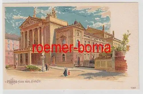 74022 Ak Lithographie Prag neues Theater um 1900