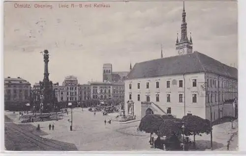 72840 Ak Olmütz Olomouc Oberring Linie A-B mit Rathaus 1917