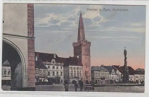 69733 Ak Kaaden an der Eger Marktplatz 1914