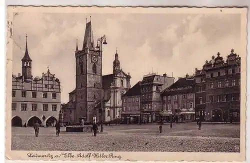 68113 Feldpost Foto Ak Leitmeritz an der Elbe Stadtansicht 1940