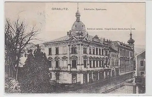 64889 Ak Graslitz städtische Sparkasse 1907