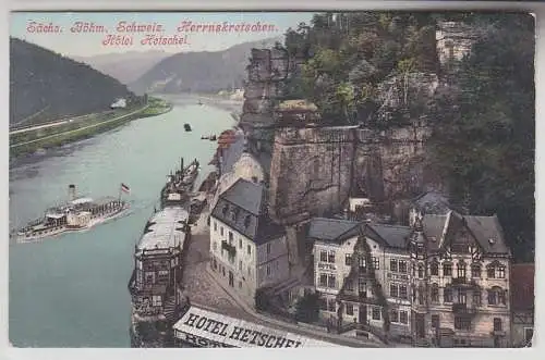 68102 Ak Herrnskretschen Hotel Hetschel sächs. Böhm. Schweiz um 1910