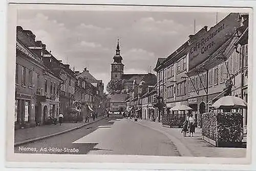 64830 Ak Niemes Bezirk Reichenberg Straßenansicht 1941