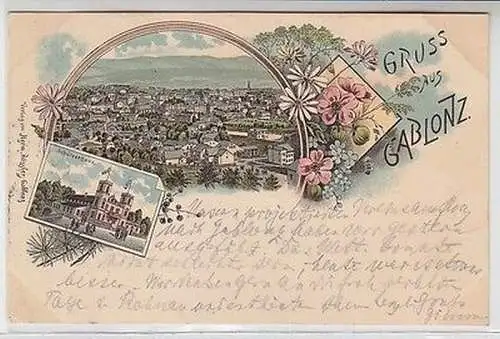 61933 Ak Lithographie Gruß aus Gablonz a.N. Jablonec nad Nisou Schützenhaus 1896