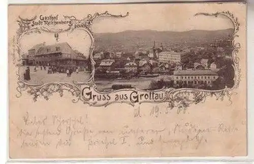 60539 Mehrbild Ak Gruß aus Grottau Gasthof Stadt Reichenberg 1900