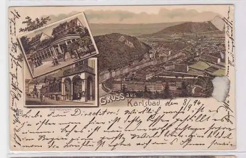 59229 Ak Lithographie Gruss aus Karlsbad 1896