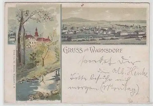 58836 Ak Lithographie Gruß aus Warnsdorf in Böhmen 1899