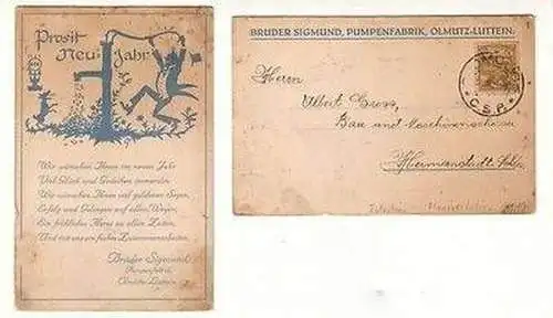 57564 Reklame Ak Olmütz Luttein Pumpenfabrik Brüder Sigmund 1925