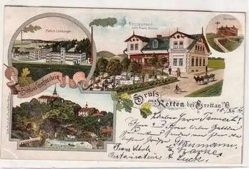 55156 Ak Lithographie Gruß aus Ketten bei Grottau in B. 1900