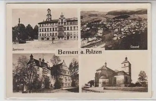 48689 Mehrbild-Ak Bensen a. Polzen Sparkasse usw. 1940