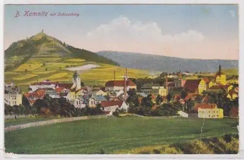 39682 Ak Böhmisch Kamnitz Ceská Kamenice - Totalansicht mit Schlossberg um 1920