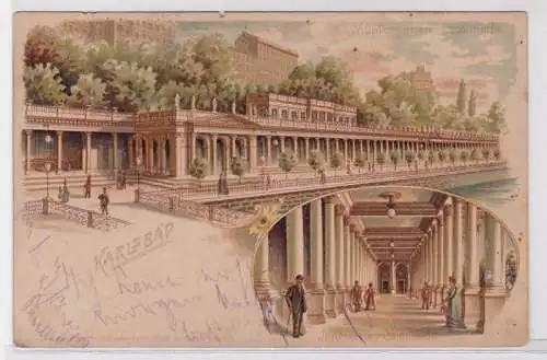 41042 Ak Lithographie Karlsbad Mühlbrunnen Colonnade 1902