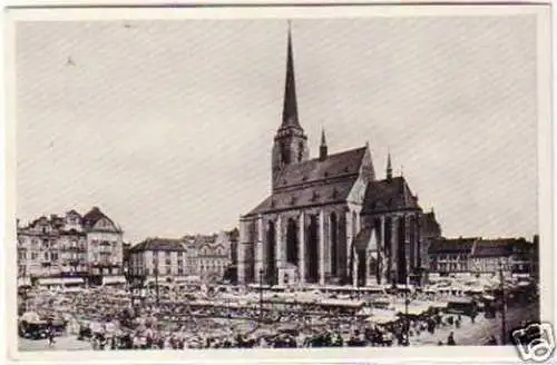 21098 Feldpost Ak Pilsen St.Bartolomäuskirche 1942