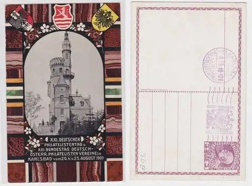 22055 Ganzsachen Ak Philatelistentag Karlsbad 1910