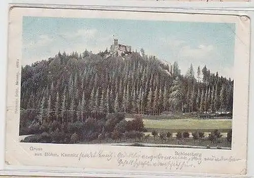 21166 Ak Gruss aus Böhmisch Kamnitz Schlossberg 1902