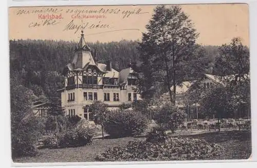 20395 Ak Karlsbad Karlovy Vary Café Kaiserpark 1920