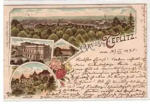 11321 Ak Lithographie Gruß aus Teplitz 1895