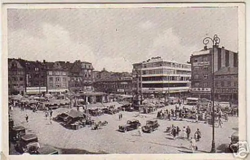 06162 Ak Böhmen & Mähren Mor. Ostrava Markt um 1940