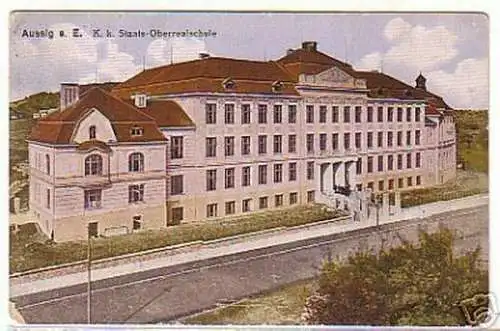 08756 Ak Aussig a.E. K.K. Staats-Oberrealschule 1923