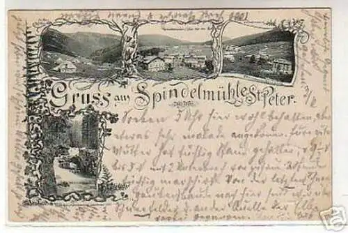 00488 Ak Gruss aus Spindelmühle St. Peter Böhmen 1898