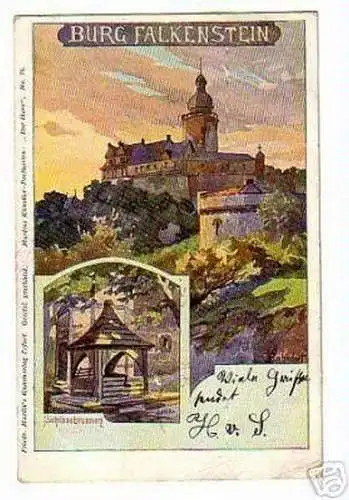 schöne Künstlerkarte Burg Falkenstein 1902