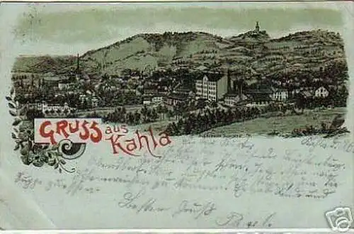 schöne Mondscheinkarte Gruss aus Kahla1909