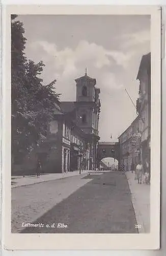 00077 Ak Leitmeritz an der Elbe Strassenansicht um 1930