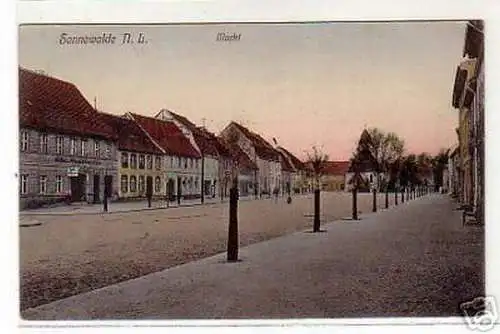 schöne Ak Sonnewalde N.-L. Markt mit Gasthof 1911