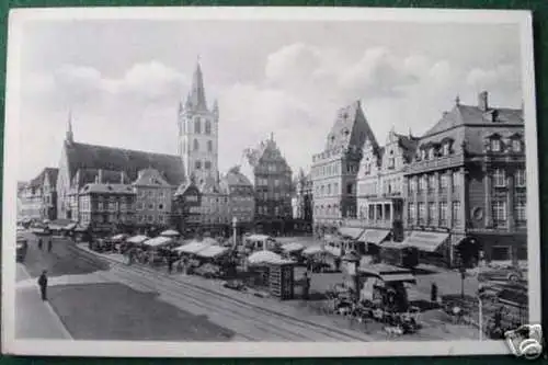 schöne Ak Trier Hauptmarkt mit Ständen 1940