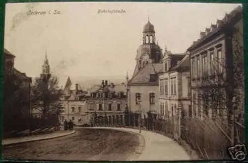 schöne Ak Oederan in sachsen Bahnhofsstraße 1921