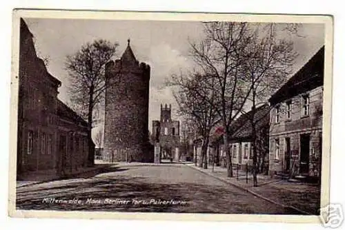 schöne Ak Mittenwalde Mark Berliner Tor und Pulverturm