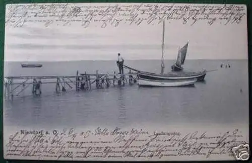 schöne Ak Niendorf an der Ostsee Landungssteg 1905