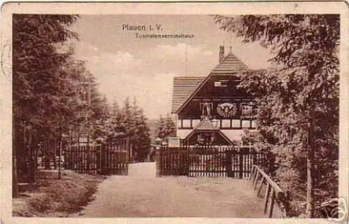 schöne Ak Plauen i.V. Touristenvereinshaus 1919