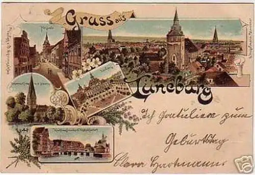 schöne Ak Lithographie Gruss aus Lüneburg 1900