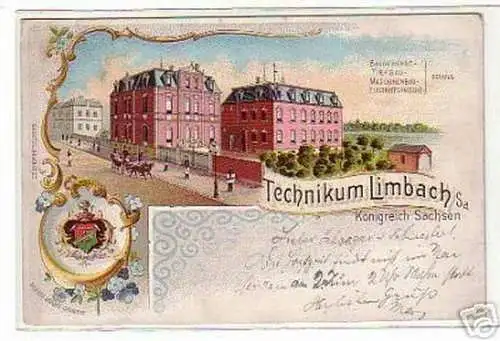 schöne Ak Lithographie Technikum Limbach Sa. 1898