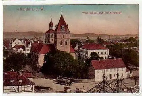 schöne Ak Hameln a.d.W. Totalansicht 1911