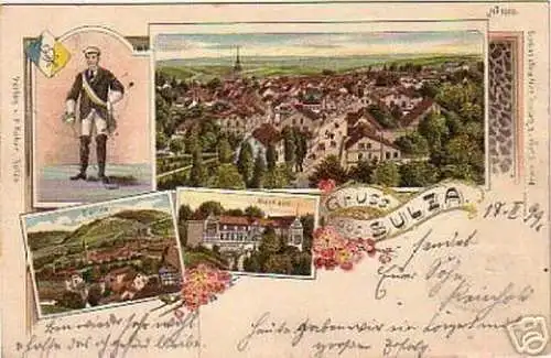 Schöne Ak Gruss aus Sulza Studentika usw. 1899