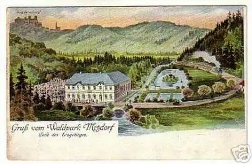 schöne Ak Gruß vom Gasthof Waldpark Metzdorf 1909