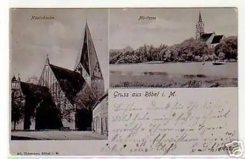 schöne Ak Gruss aus Röbel in Mecklenburg 1903
