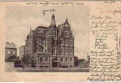 schöne Ak Gruss aus Kalk Progymnasium 1902