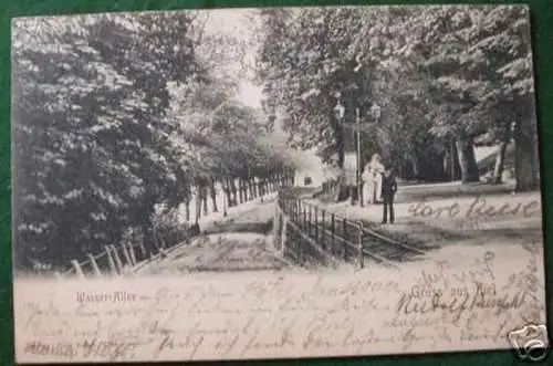 schöne Ak Gruss aus Kiel Wasser Allee 1900