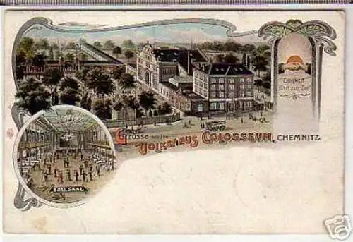 schöne Ak Gruss aus Chemnitz Volkshaus Colosseum 1907