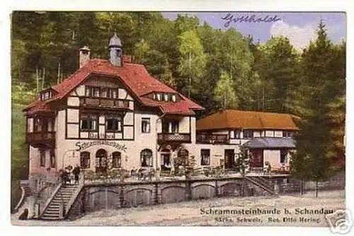 schöne Ak Gasthof Schrammstein bei Schandau 1914