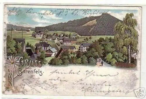 schöne Ak Gruss aus Bärenfels mit spitzem Berg 1908