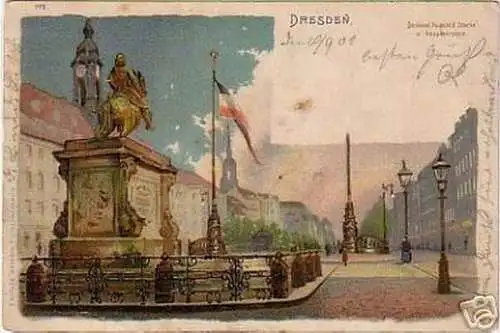 schöne Ak Dresden Denkmal August der Starke 1901